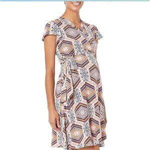 NWT Everly Grey Women's Kathy Maternity and Nursing Flutter Sleeve Wrap Dress